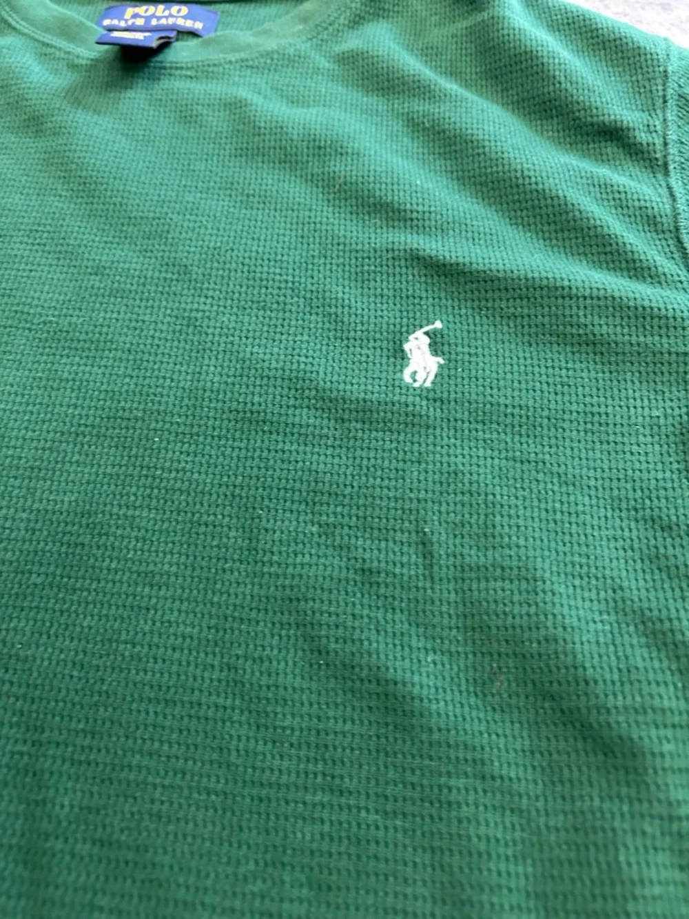 Polo Ralph‎ Lauren Men’s Medium Green Waffle Knit Thermal Shirt Sleepwear